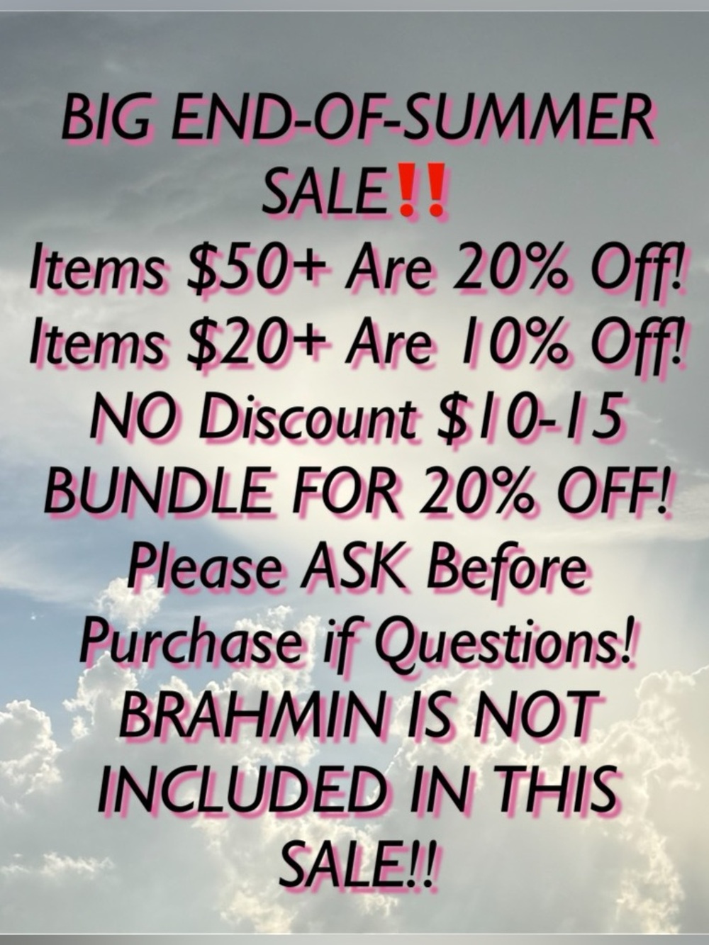 BIG SUMMER CLOSET SALE! (**See Guidelines**)